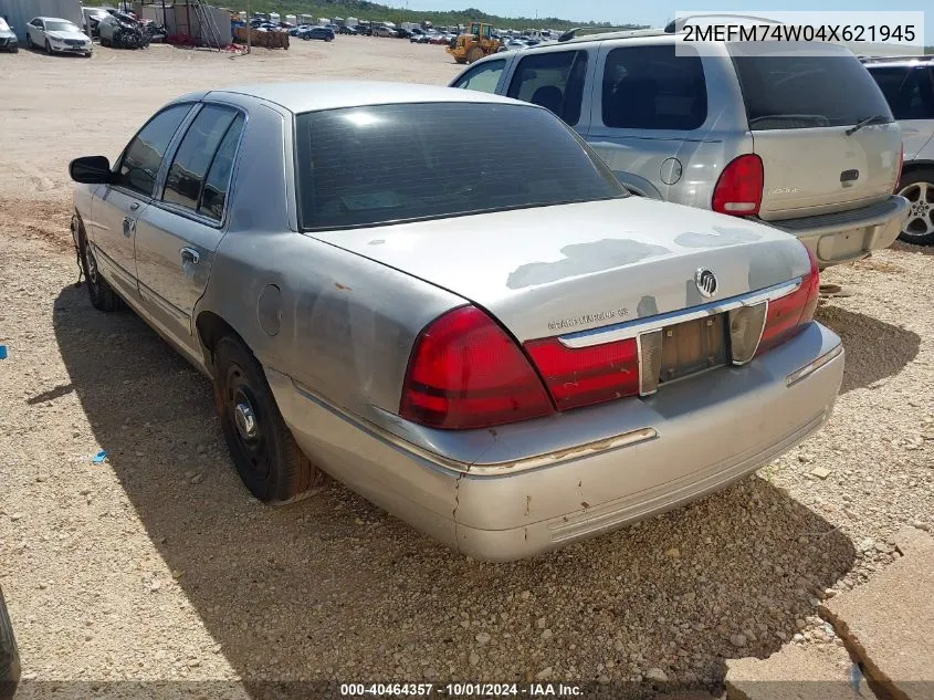 2004 Mercury Grand Marquis Gs VIN: 2MEFM74W04X621945 Lot: 40464357