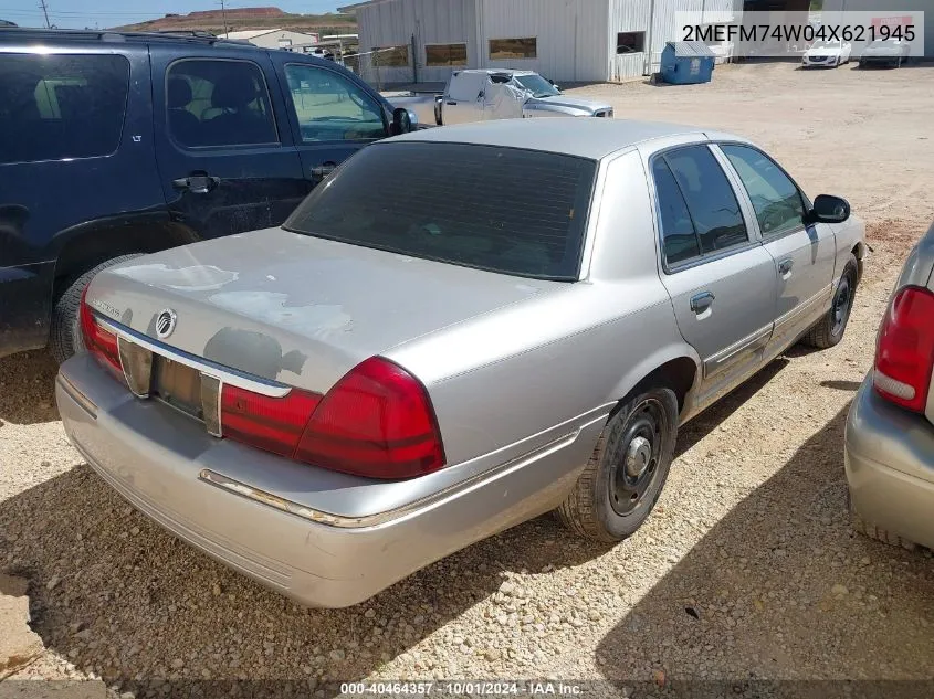 2004 Mercury Grand Marquis Gs VIN: 2MEFM74W04X621945 Lot: 40464357