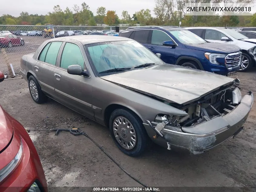 2004 Mercury Grand Marquis Gs VIN: 2MEFM74WX4X609818 Lot: 40479264