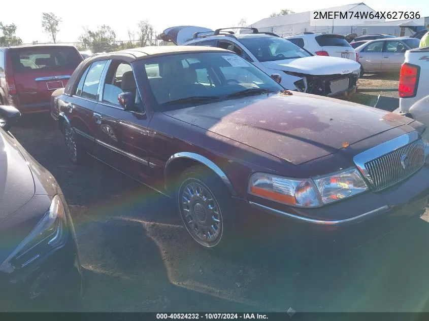 2004 Mercury Grand Marquis Gs VIN: 2MEFM74W64X627636 Lot: 40524232