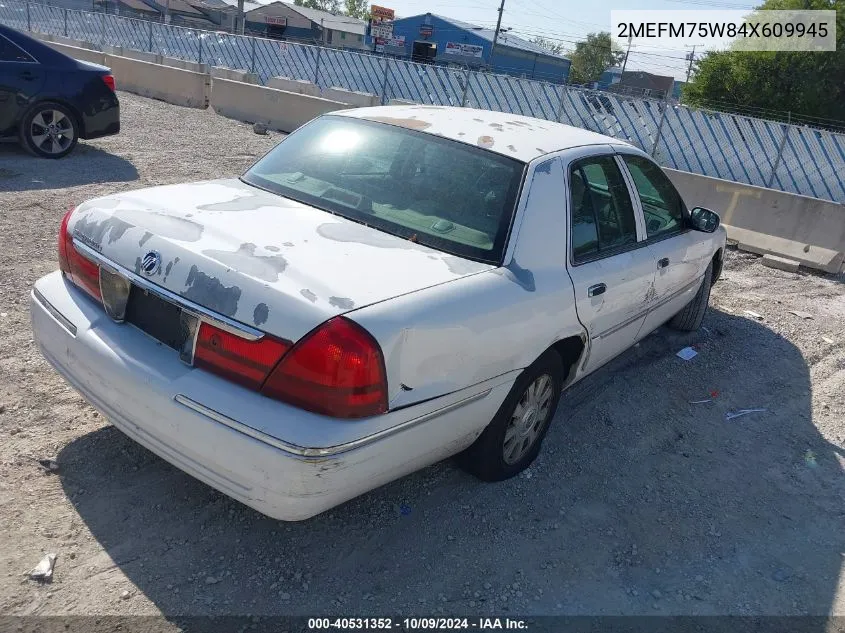 2004 Mercury Grand Marquis Ls VIN: 2MEFM75W84X609945 Lot: 40531352