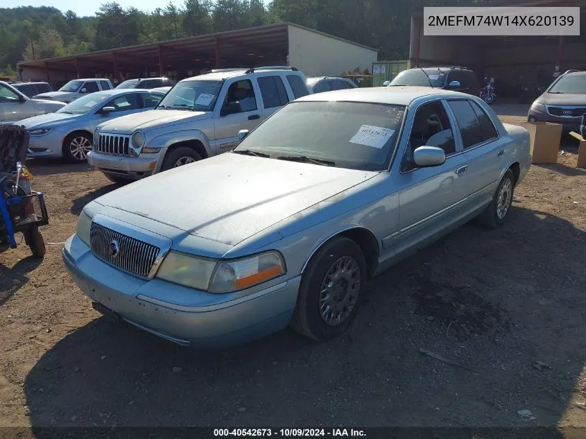 2004 Mercury Grand Marquis Gs VIN: 2MEFM74W14X620139 Lot: 40542673