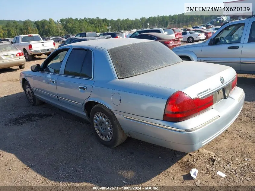 2004 Mercury Grand Marquis Gs VIN: 2MEFM74W14X620139 Lot: 40542673