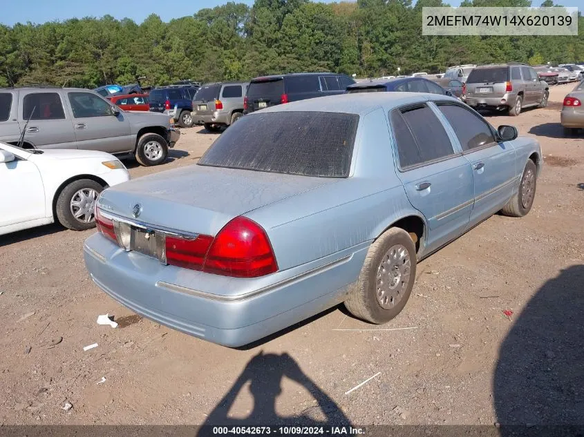 2004 Mercury Grand Marquis Gs VIN: 2MEFM74W14X620139 Lot: 40542673