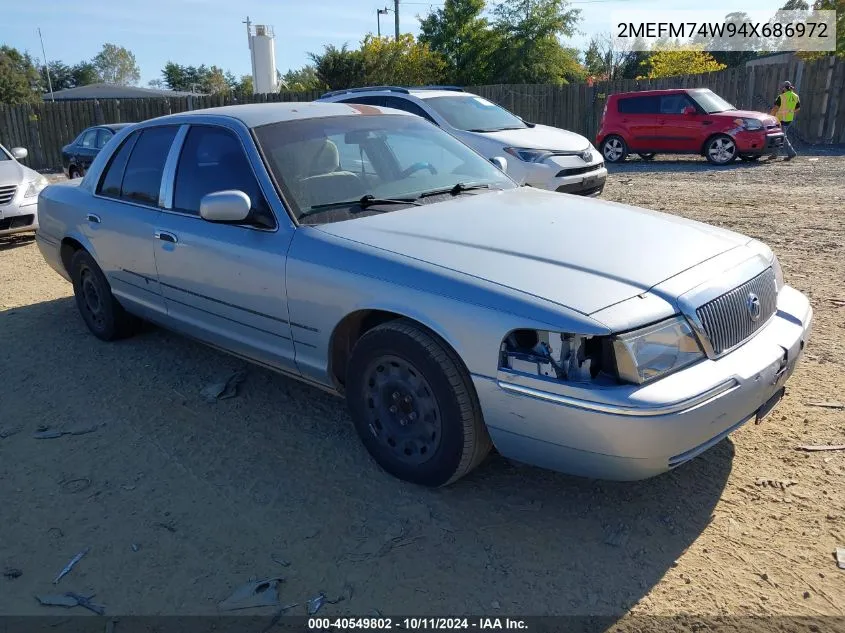 2004 Mercury Grand Marquis Gs VIN: 2MEFM74W94X686972 Lot: 40549802