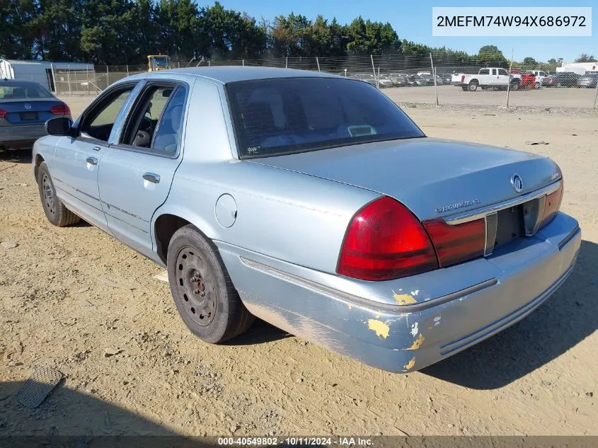 2004 Mercury Grand Marquis Gs VIN: 2MEFM74W94X686972 Lot: 40549802