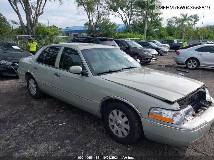 2004 Mercury Grand Marquis Ls VIN: 2MEHM75W04X668819 Lot: 40551464