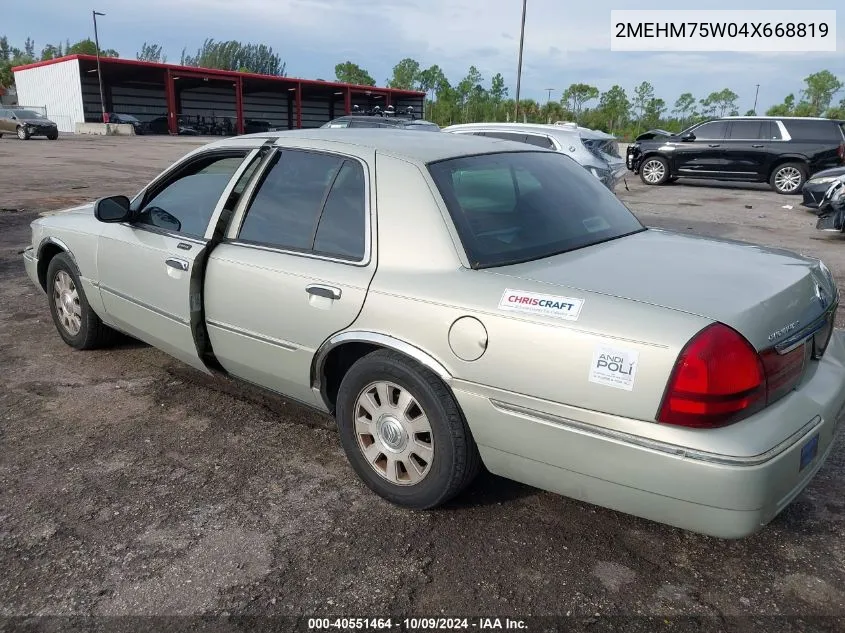 2004 Mercury Grand Marquis Ls VIN: 2MEHM75W04X668819 Lot: 40551464