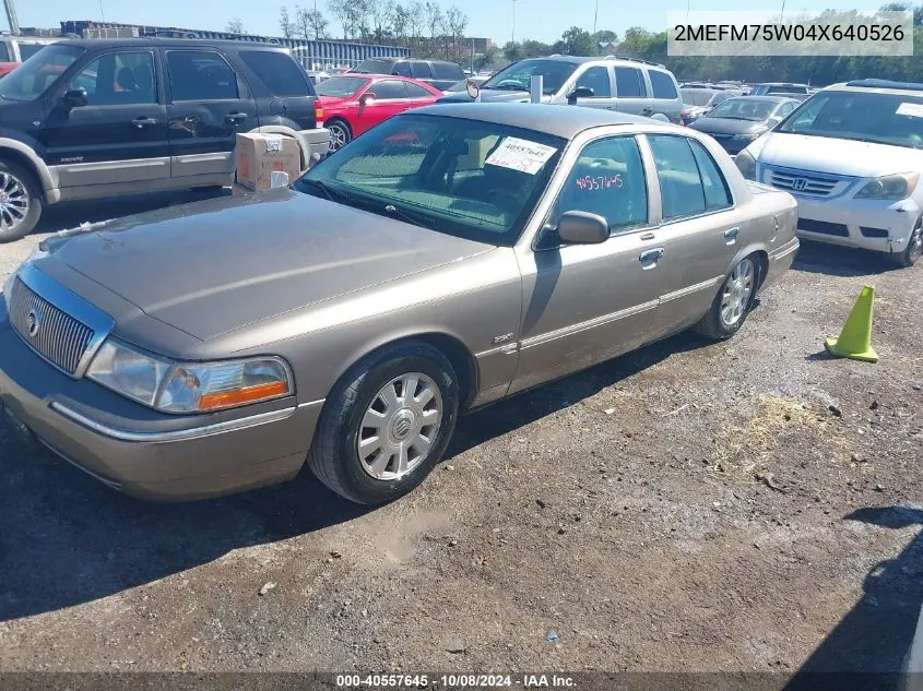 2004 Mercury Grand Marquis Ls VIN: 2MEFM75W04X640526 Lot: 40557645