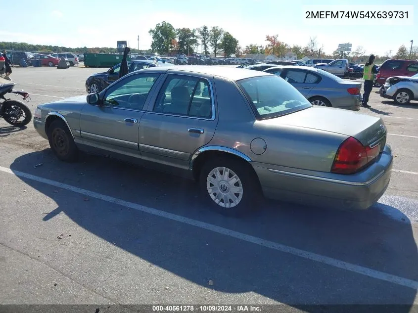 2004 Mercury Grand Marquis Gs VIN: 2MEFM74W54X639731 Lot: 40561278