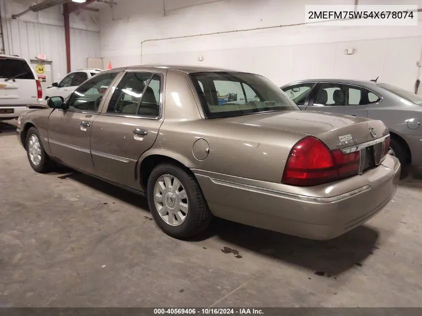 2004 Mercury Grand Marquis Ls VIN: 2MEFM75W54X678074 Lot: 40569406