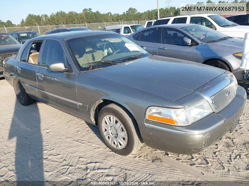 2004 Mercury Grand Marquis Gs VIN: 2MEFM74WX4X687953 Lot: 40589167