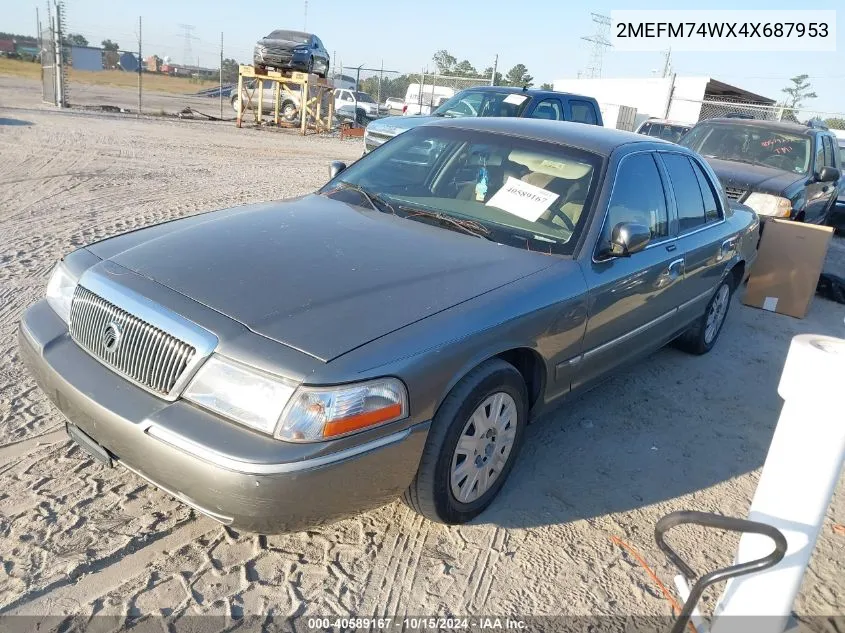 2004 Mercury Grand Marquis Gs VIN: 2MEFM74WX4X687953 Lot: 40589167