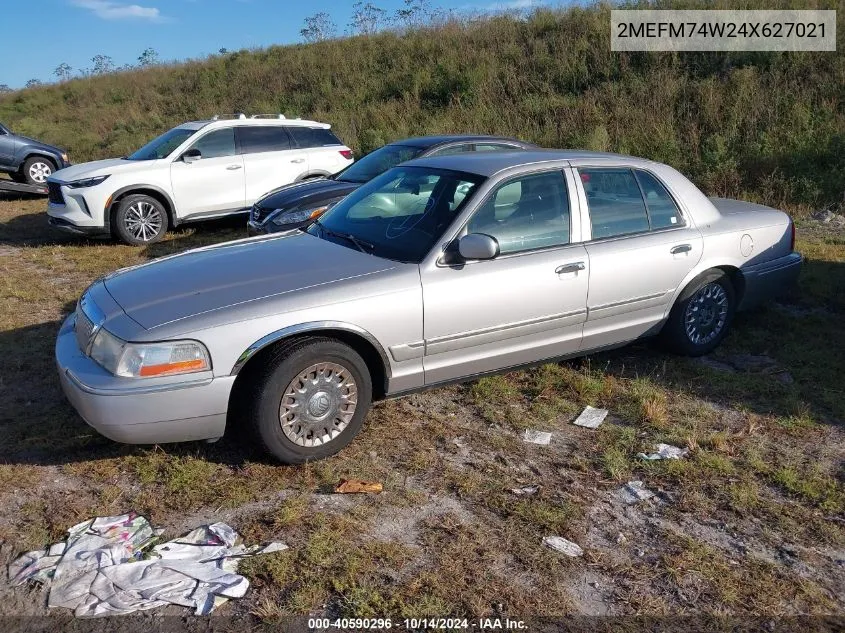 2004 Mercury Grand Marquis Gs VIN: 2MEFM74W24X627021 Lot: 40590296