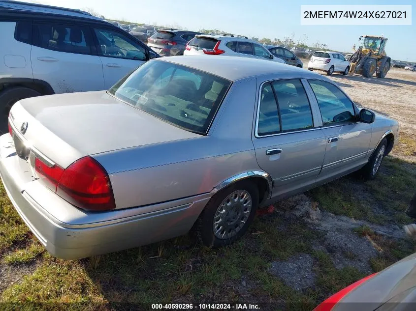 2004 Mercury Grand Marquis Gs VIN: 2MEFM74W24X627021 Lot: 40590296