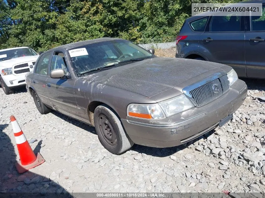 2004 Mercury Grand Marquis Gs VIN: 2MEFM74W24X604421 Lot: 40598511