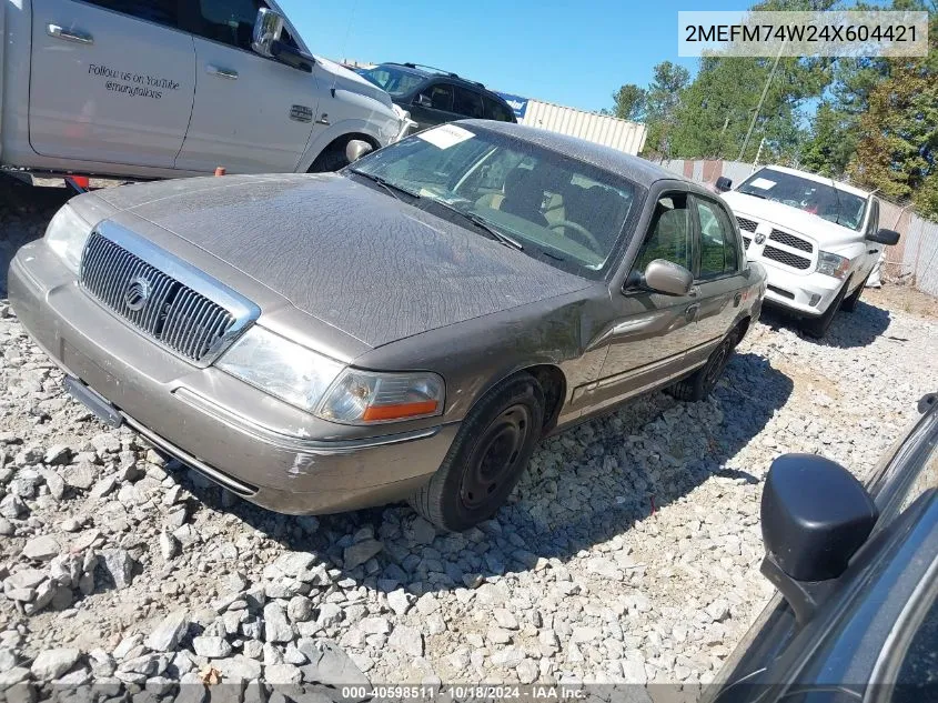 2004 Mercury Grand Marquis Gs VIN: 2MEFM74W24X604421 Lot: 40598511