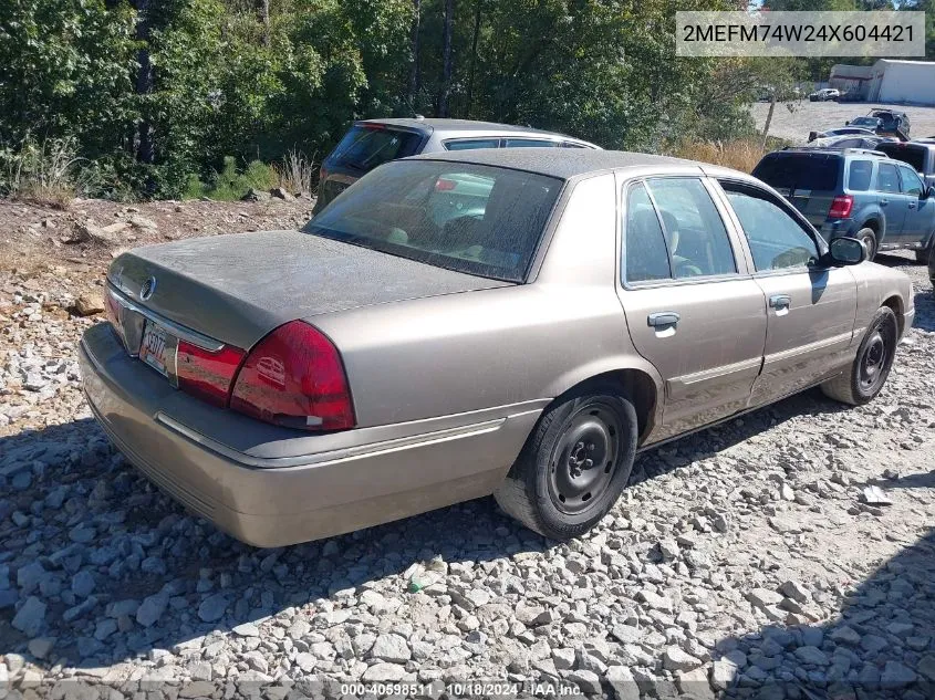 2004 Mercury Grand Marquis Gs VIN: 2MEFM74W24X604421 Lot: 40598511