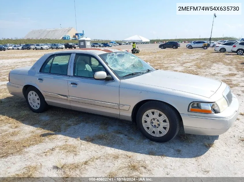 2004 Mercury Grand Marquis Gs VIN: 2MEFM74W54X635730 Lot: 40602741