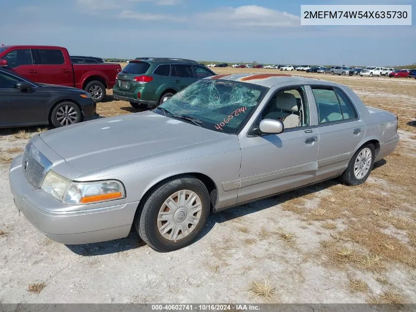 2004 Mercury Grand Marquis Gs VIN: 2MEFM74W54X635730 Lot: 40602741