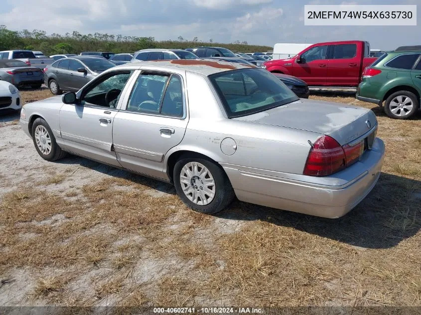 2004 Mercury Grand Marquis Gs VIN: 2MEFM74W54X635730 Lot: 40602741