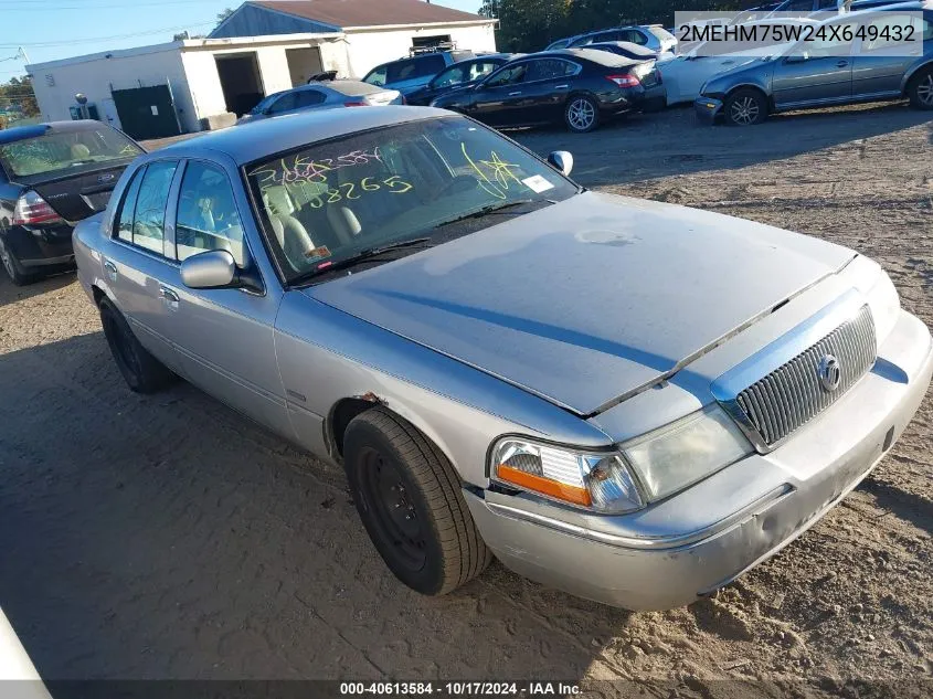 2004 Mercury Grand Marquis Ls VIN: 2MEHM75W24X649432 Lot: 40613584