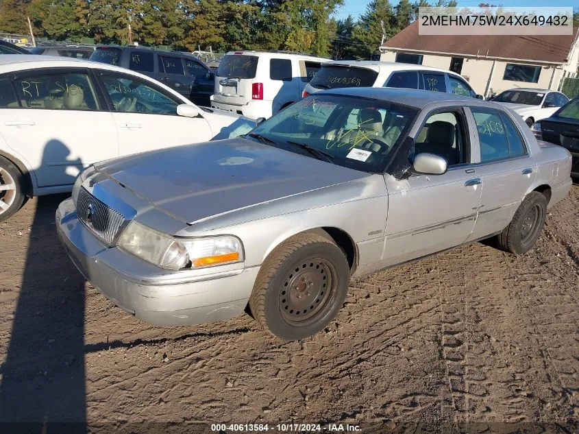 2004 Mercury Grand Marquis Ls VIN: 2MEHM75W24X649432 Lot: 40613584