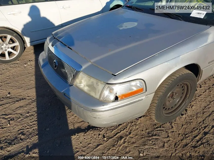 2004 Mercury Grand Marquis Ls VIN: 2MEHM75W24X649432 Lot: 40613584