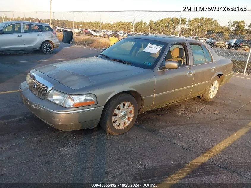 2004 Mercury Grand Marquis Ls VIN: 2MHFM75W34X658165 Lot: 40655492