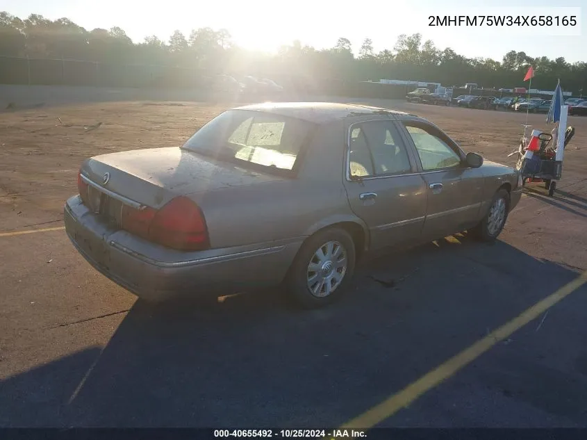 2004 Mercury Grand Marquis Ls VIN: 2MHFM75W34X658165 Lot: 40655492