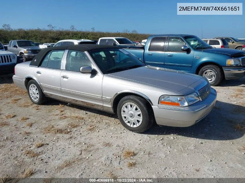 2004 Mercury Grand Marquis Gs VIN: 2MEFM74W74X661651 Lot: 40656918