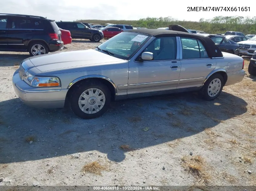 2004 Mercury Grand Marquis Gs VIN: 2MEFM74W74X661651 Lot: 40656918