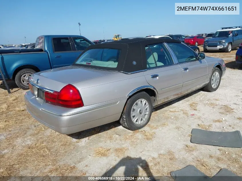 2004 Mercury Grand Marquis Gs VIN: 2MEFM74W74X661651 Lot: 40656918