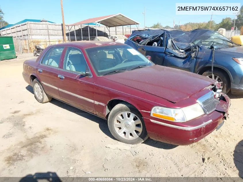 2004 Mercury Grand Marquis Ls VIN: 2MEFM75W74X657162 Lot: 40658084