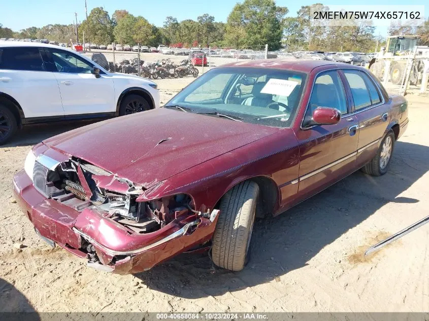 2004 Mercury Grand Marquis Ls VIN: 2MEFM75W74X657162 Lot: 40658084