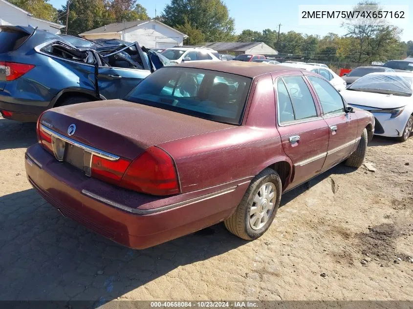 2004 Mercury Grand Marquis Ls VIN: 2MEFM75W74X657162 Lot: 40658084