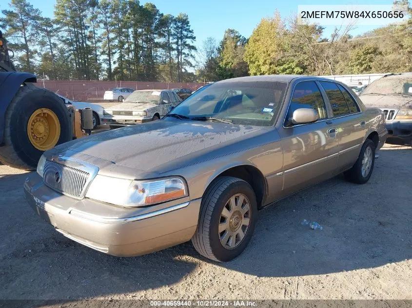 2004 Mercury Grand Marquis Ls VIN: 2MEFM75W84X650656 Lot: 40659440