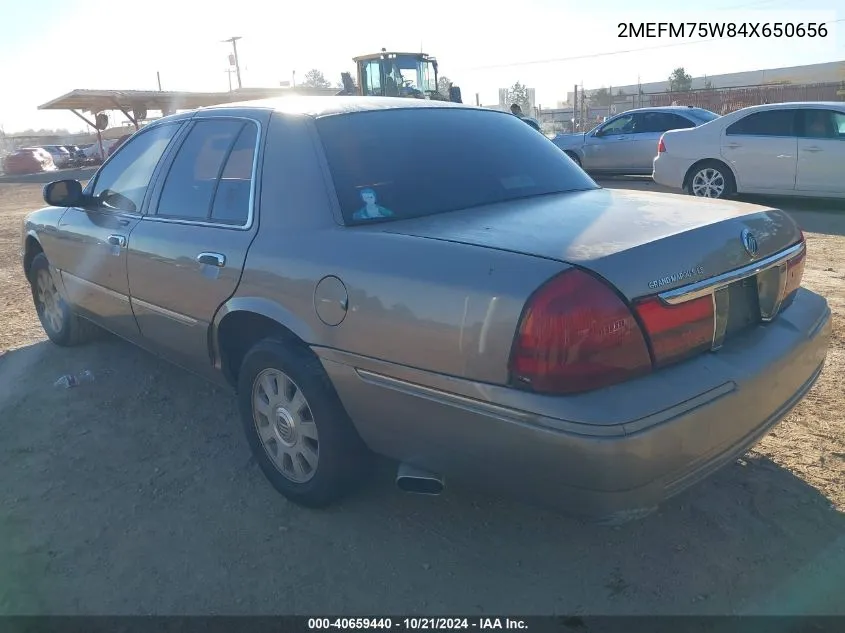 2004 Mercury Grand Marquis Ls VIN: 2MEFM75W84X650656 Lot: 40659440