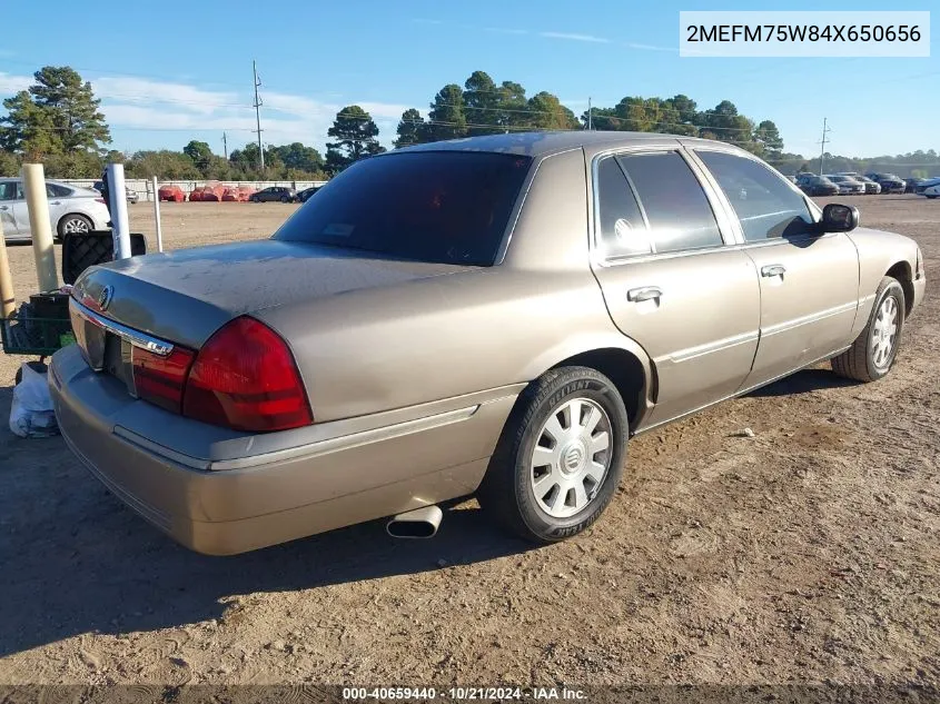 2004 Mercury Grand Marquis Ls VIN: 2MEFM75W84X650656 Lot: 40659440