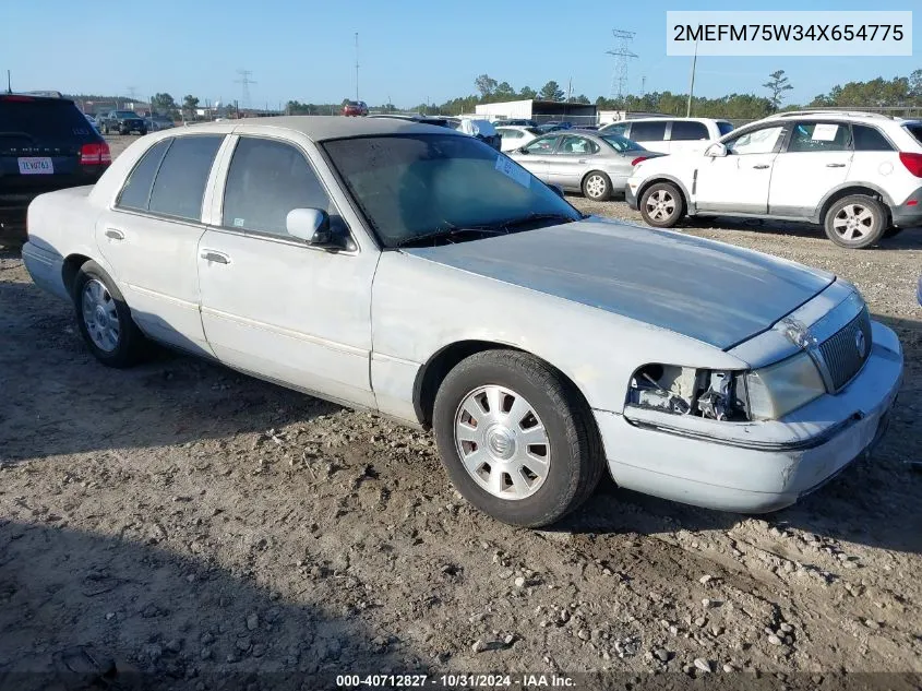 2004 Mercury Grand Marquis Ls VIN: 2MEFM75W34X654775 Lot: 40712827