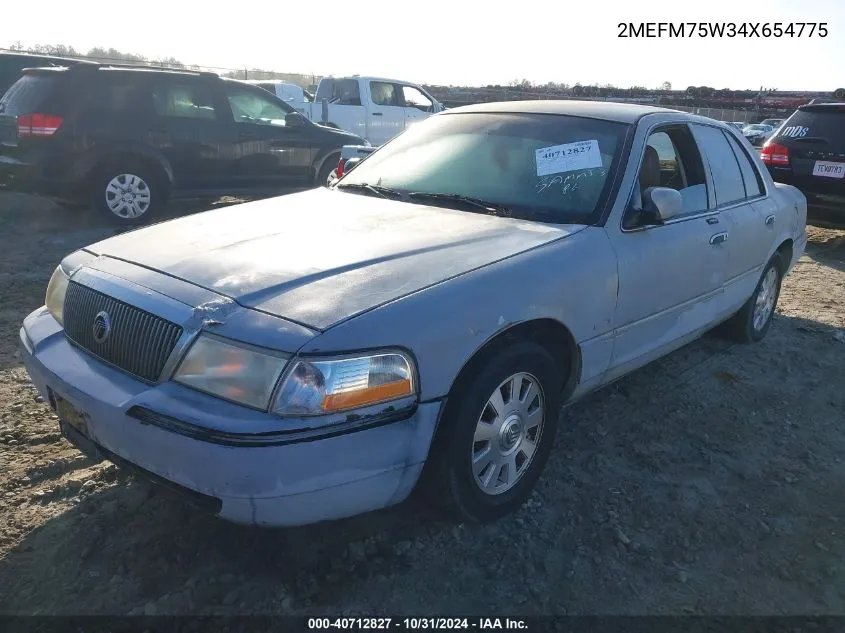 2004 Mercury Grand Marquis Ls VIN: 2MEFM75W34X654775 Lot: 40712827