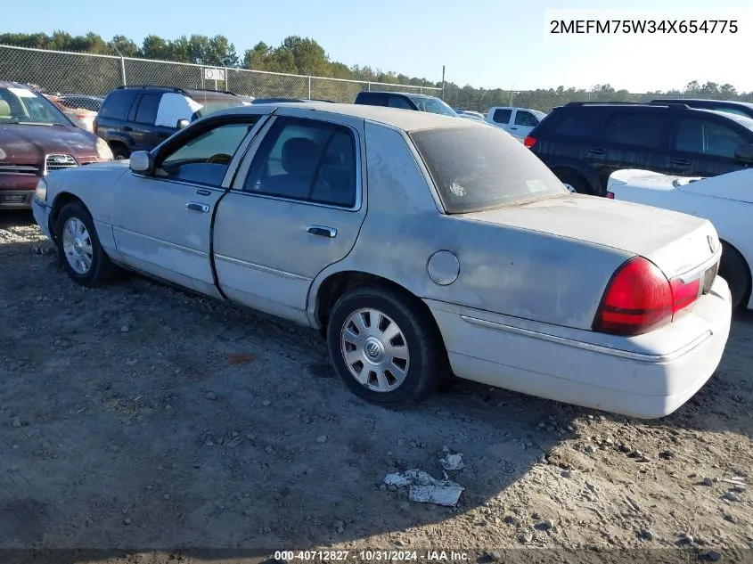 2004 Mercury Grand Marquis Ls VIN: 2MEFM75W34X654775 Lot: 40712827