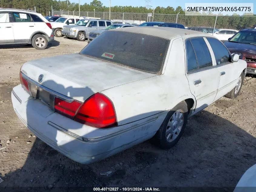 2004 Mercury Grand Marquis Ls VIN: 2MEFM75W34X654775 Lot: 40712827