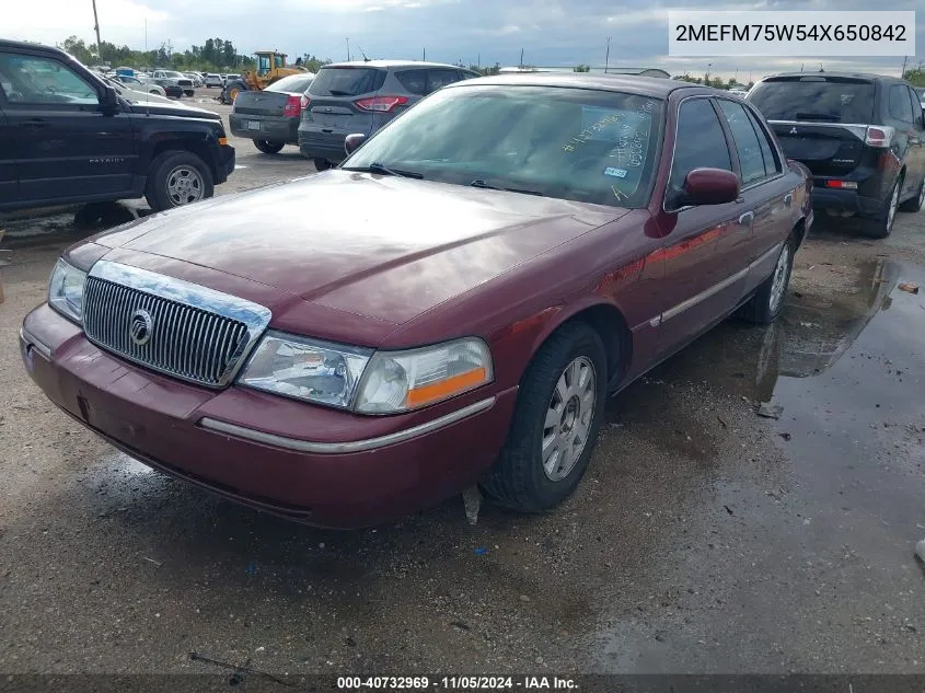 2004 Mercury Grand Marquis Ls VIN: 2MEFM75W54X650842 Lot: 40732969