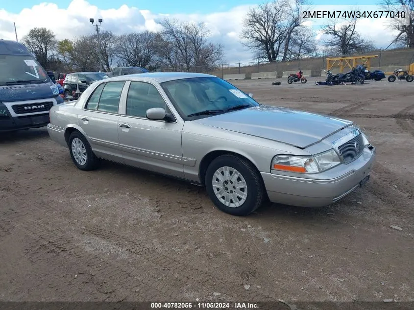 2004 Mercury Grand Marquis Gs/Gs Convenience VIN: 2MEFM74W34X677040 Lot: 40782056