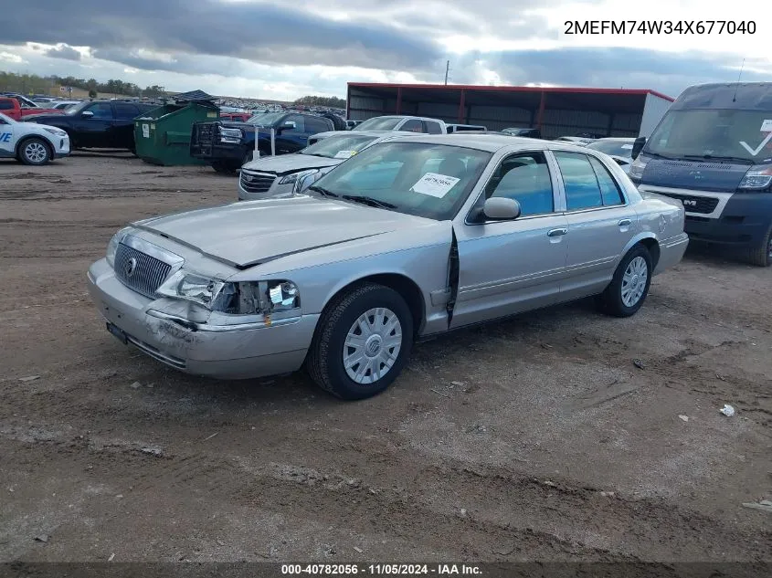 2004 Mercury Grand Marquis Gs/Gs Convenience VIN: 2MEFM74W34X677040 Lot: 40782056