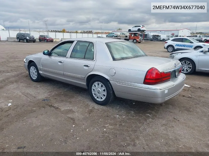 2004 Mercury Grand Marquis Gs/Gs Convenience VIN: 2MEFM74W34X677040 Lot: 40782056