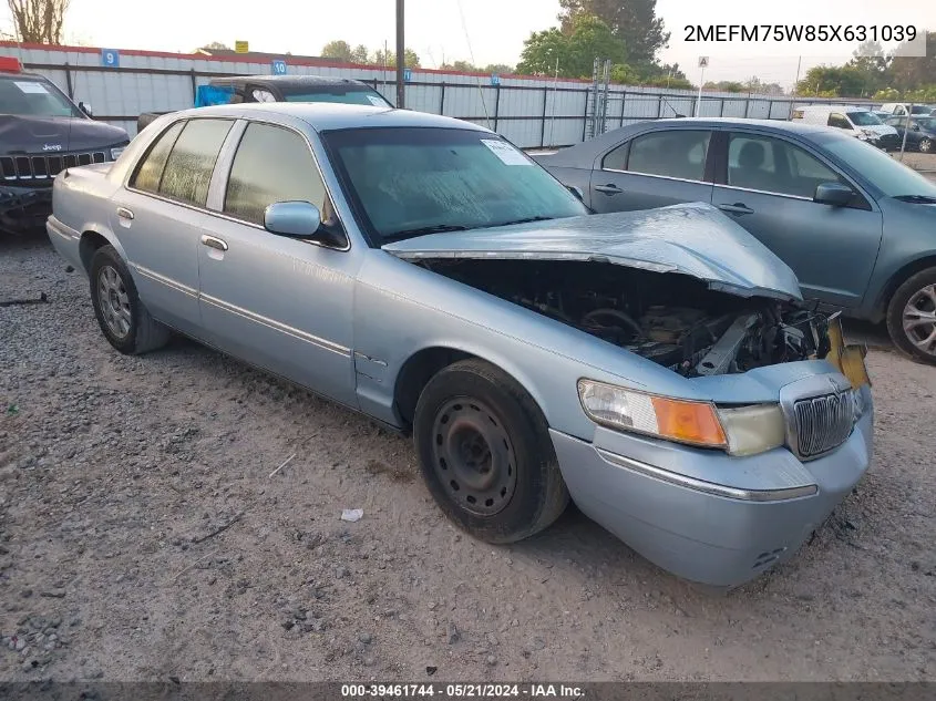 2005 Mercury Grand Marquis VIN: 2MEFM75W85X631039 Lot: 39461744