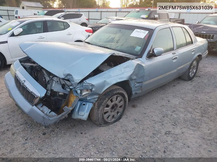 2005 Mercury Grand Marquis VIN: 2MEFM75W85X631039 Lot: 39461744