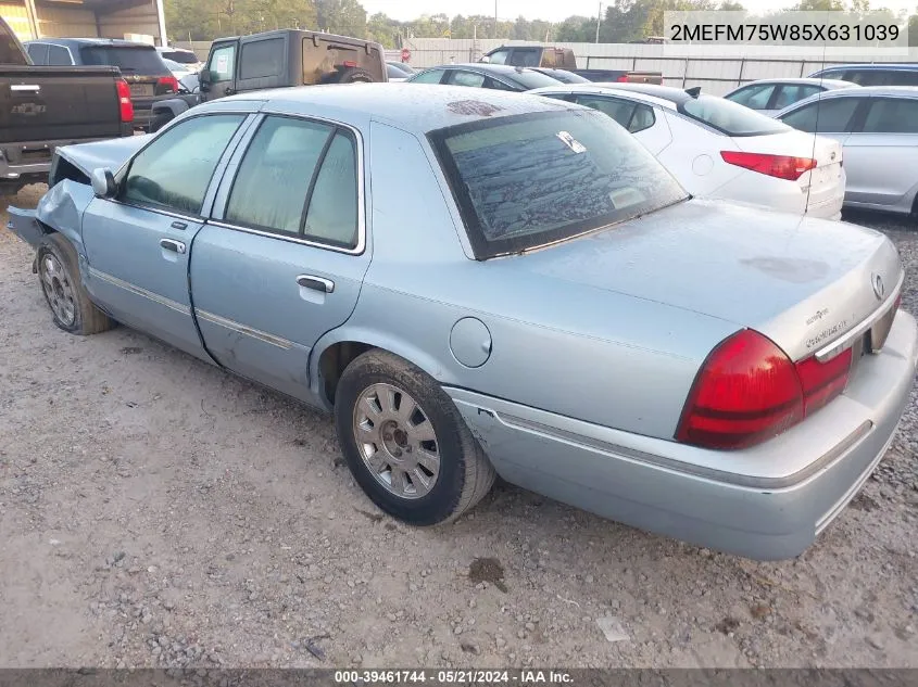 2005 Mercury Grand Marquis VIN: 2MEFM75W85X631039 Lot: 39461744